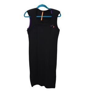 Cop Copine Black Sleeveless Dress w/ Colorful Buttons Taille 3 (M) y2K